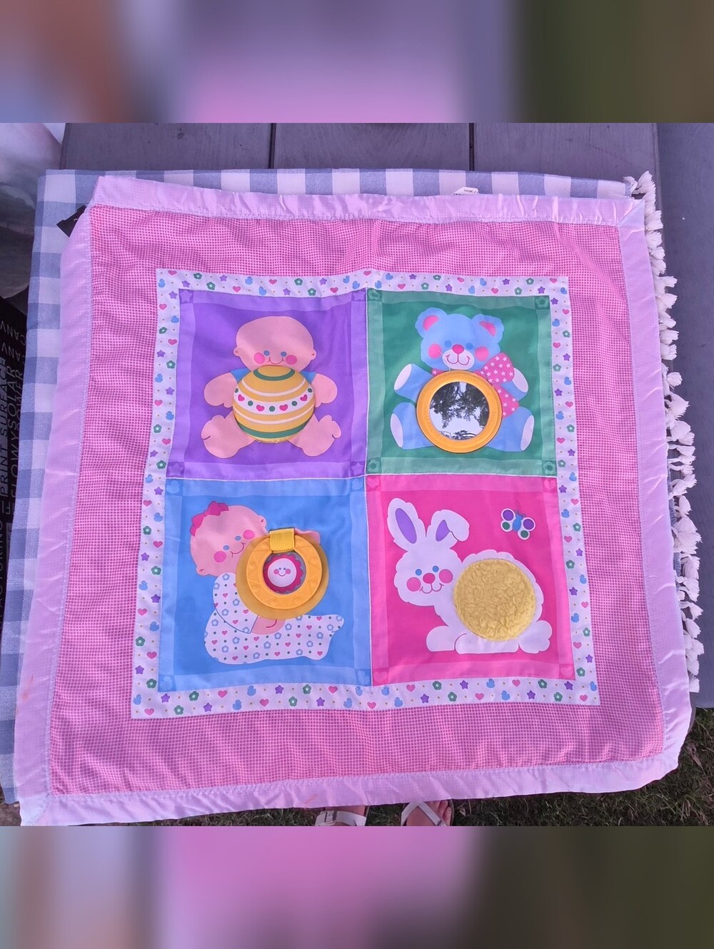 Vintage 1983 Fisher Price Baby Activity Playmat Blanket with Characters